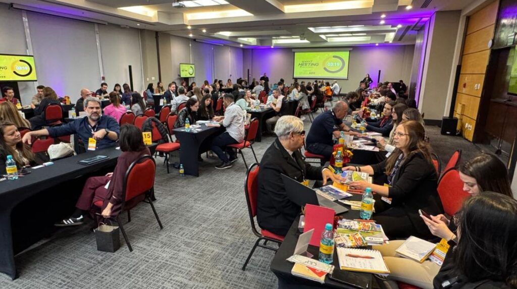 Imagem de divulgação das rodadas de negócio do Speed Meeting MICE Curitiba 2025.