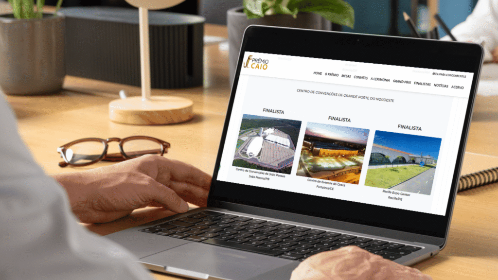 Recife Expo Center é Finalista do Prêmio Caio 2025 1 Prêmio Caio 2025 - Print da tela do site do prêmio, na aba finalistas, mostrando os selecionados da região nordeste.